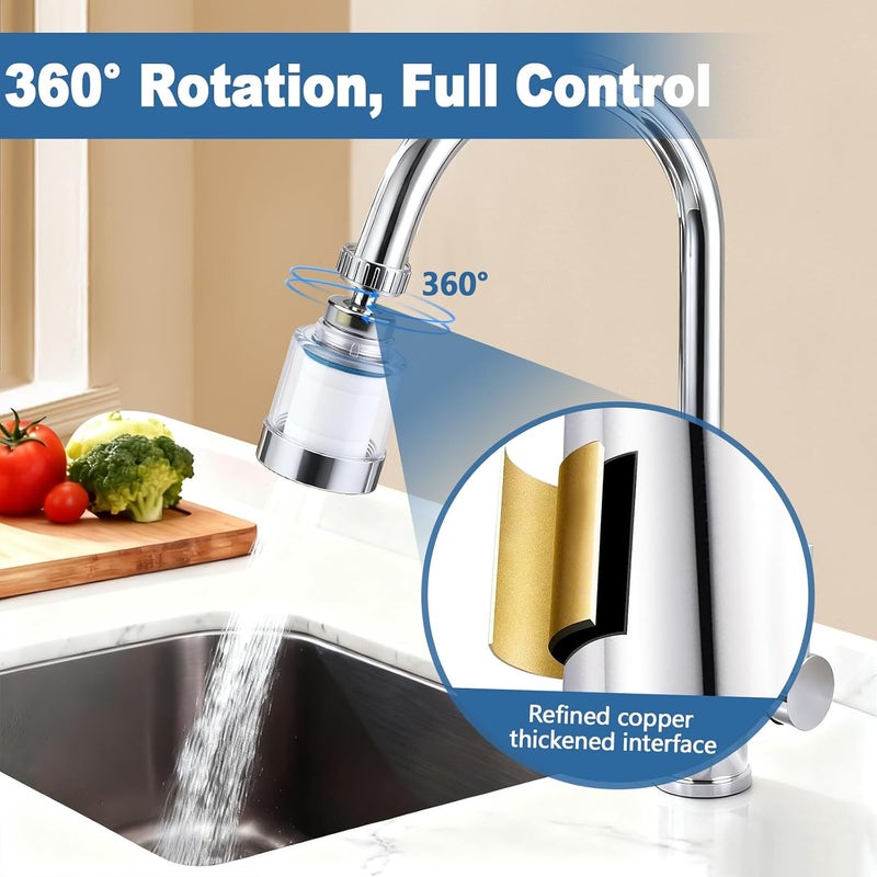 Dexspoeny 23 Pcs Sink Faucet Water Filter with Filter Elements Set, 360 Rotating Faucet Filters, Remove Fluoride Heavy Metals Hard Water, Sink Filters Faucets for Home Kitchen & Bathroom - Image 4